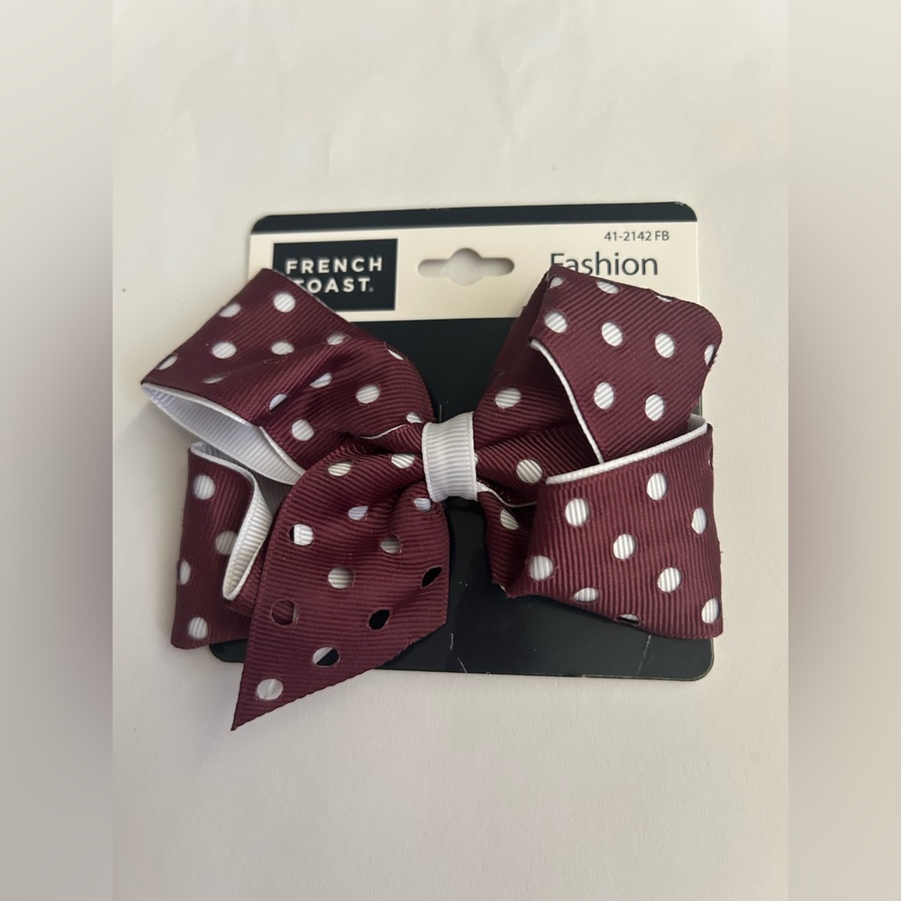 New French Toast Burgundy and White Hair Bows